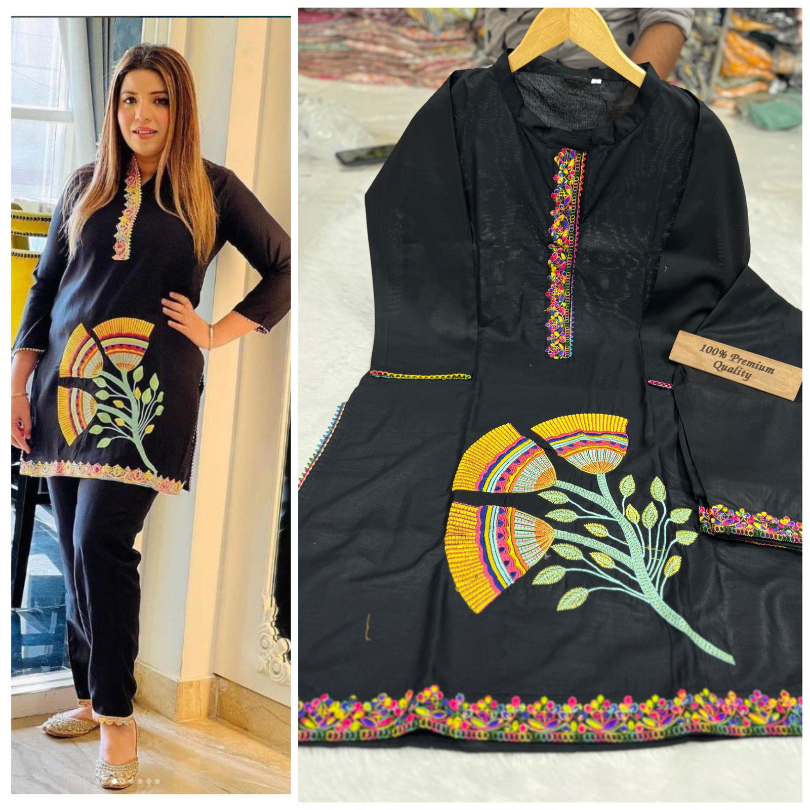 Fun2sh Heavy Rayon Cotton Embroidered Kurti With Bottom Catalog